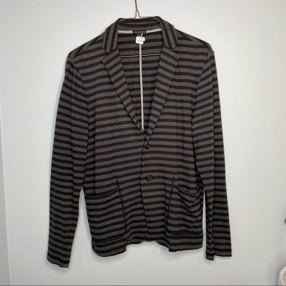 Dark Gray and Black Striped Men’s Coat Jacket